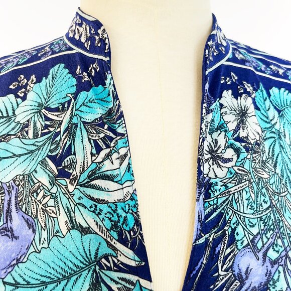 Vintage Italian Boho Floral Print Dress Blue Drop Waist Lightweight Size 4 - Picture 4 of 11